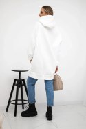 Bluza ocieplana z haftowanym napisem oversize ecru  