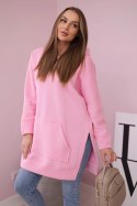 Bluza ocieplana z rozcięciami na bokach jasno różowa  