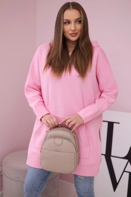 Bluza ocieplana z rozcięciami na bokach jasno różowa  