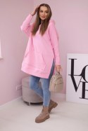 Bluza ocieplana z rozcięciami na bokach jasno różowa  