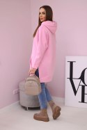 Bluza ocieplana z rozcięciami na bokach jasno różowa  