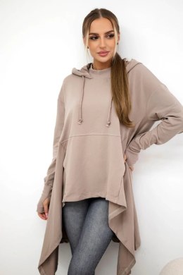Bluza rozkloszowana u dołu ciemno beżowa  