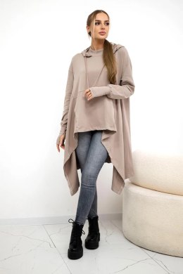Bluza rozkloszowana u dołu ciemno beżowa  