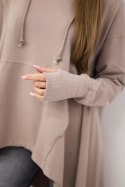 Bluza rozkloszowana u dołu ciemno beżowa  