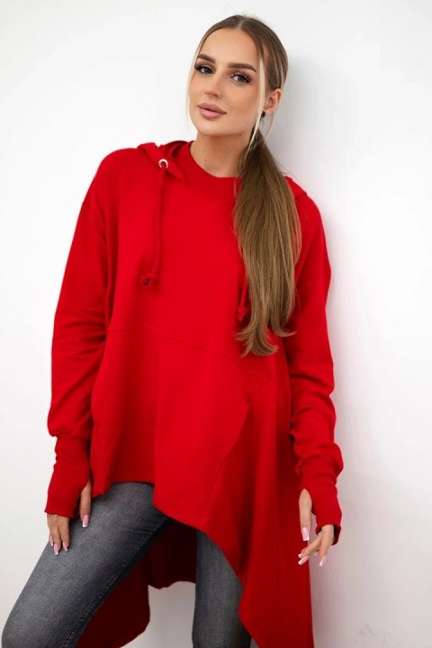Bluza rozkloszowana u dołu czerwona  