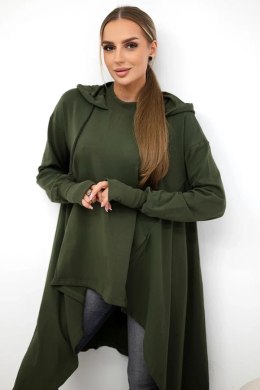 Bluza rozkloszowana u dołu khaki  