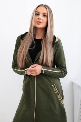 Bluza z ozdobną taśmą khaki  