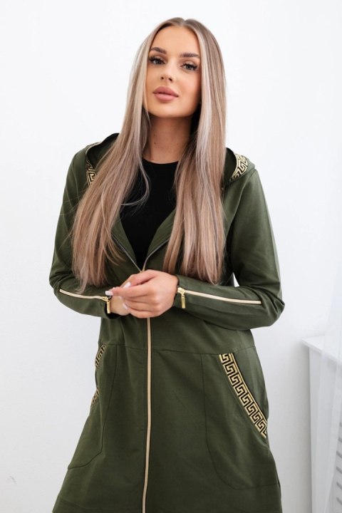 Bluza z ozdobną taśmą khaki  