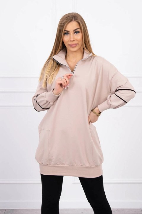 Bluza z suwakiem i kieszeniami beżowa  