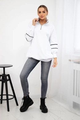 Bluza z suwakiem i kieszeniami biała  