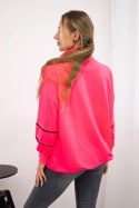 Bluza z suwakiem i kieszeniami różowy neon  