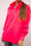 Bluza z suwakiem i kieszeniami różowy neon  