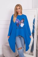 Bluzka z nadrukiem oversize chabrowa  