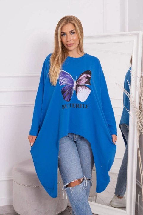Bluzka z nadrukiem oversize chabrowa  