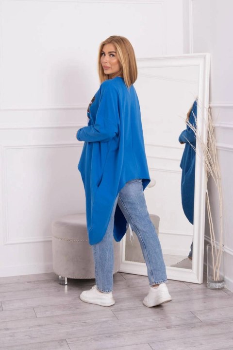 Bluzka z nadrukiem oversize chabrowa Bluzka z nadrukiem oversize chabrowa