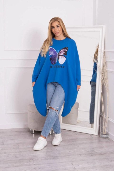 Bluzka z nadrukiem oversize chabrowa Bluzka z nadrukiem oversize chabrowa