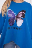 Bluzka z nadrukiem oversize chabrowa  