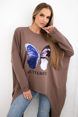 Bluzka z nadrukiem oversize mocca  
