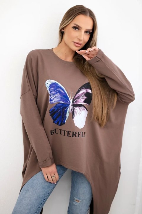 Bluzka z nadrukiem oversize mocca  