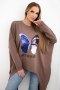 Bluzka z nadrukiem oversize mocca  