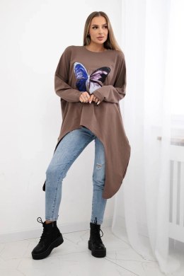 Bluzka z nadrukiem oversize mocca  