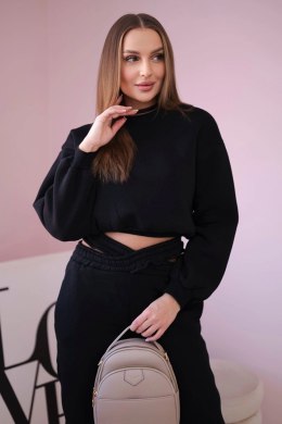 Komplet ocieplany z krótką bluzą czarny  