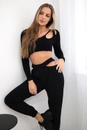 Komplet z bluzką top czarny  