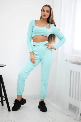 Komplet z bluzką top miętowy  