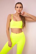 Komplet z bluzką top prążkowany żółty neon  