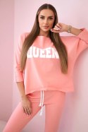 Komplet z nadrukiem Queen morelowy  