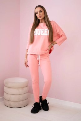 Komplet z nadrukiem Queen morelowy  