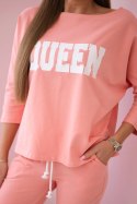 Komplet z nadrukiem Queen morelowy  