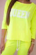Komplet z nadrukiem Queen żółty neon  