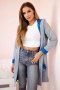 Bluza Narzutka dwukolorowa z kapturem chabrowy+szary