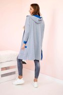Bluza Narzutka dwukolorowa z kapturem chabrowy+szary  