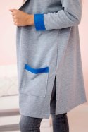 Bluza Narzutka dwukolorowa z kapturem chabrowy+szary  