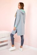 Bluza Narzutka dwukolorowa z kapturem miętowy+szary  