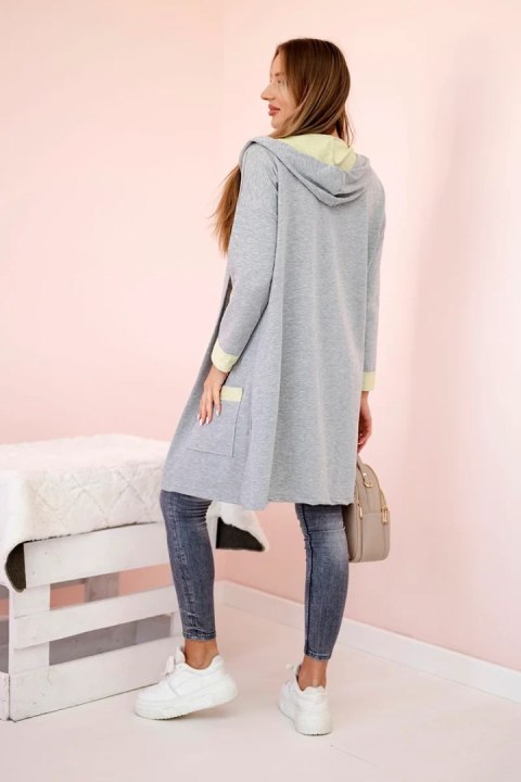 Bluza Narzutka dwukolorowa z kapturem żółty+szary Bluza Narzutka dwukolorowa z kapturem żółty+szary