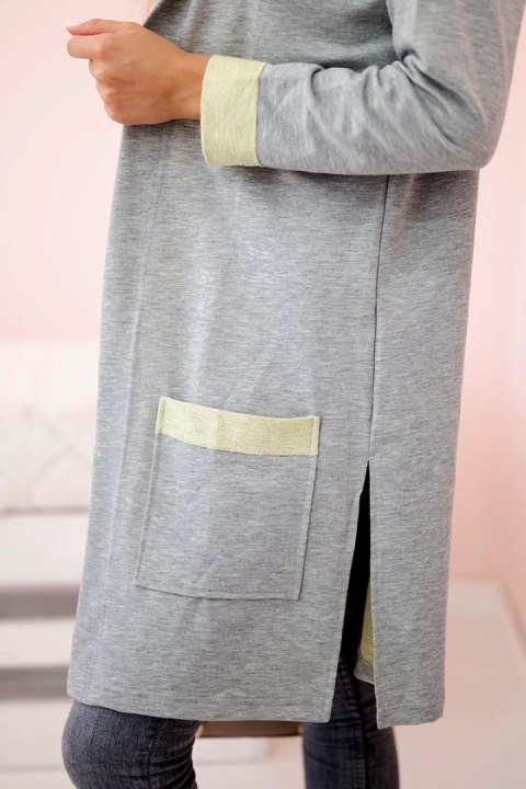 Bluza Narzutka dwukolorowa z kapturem żółty+szary Bluza Narzutka dwukolorowa z kapturem żółty+szary