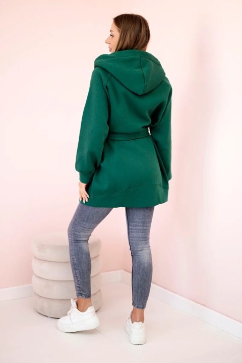 Bluza Narzutka ocieplana wiązana w pasie ciemno zielona Bluza Narzutka ocieplana wiązana w pasie ciemno zielona