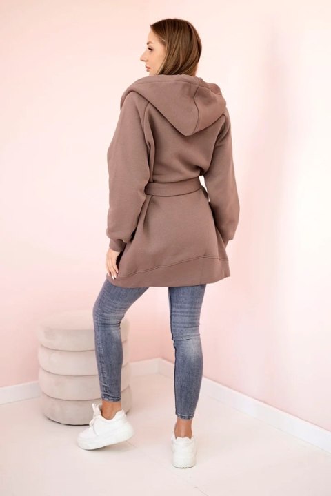 Bluza Narzutka ocieplana wiązana w pasie mocca Bluza Narzutka ocieplana wiązana w pasie mocca