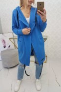 Bluza Narzutka ocieplana z kapturem chabrowa  