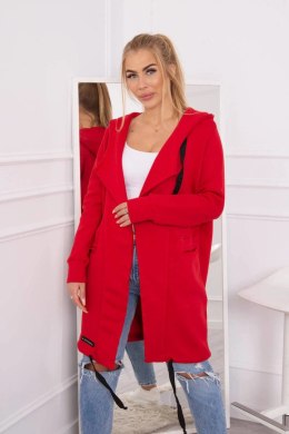 Bluza Narzutka ocieplana z kapturem czerwona  