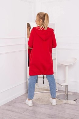 Bluza Narzutka ocieplana z kapturem czerwona  