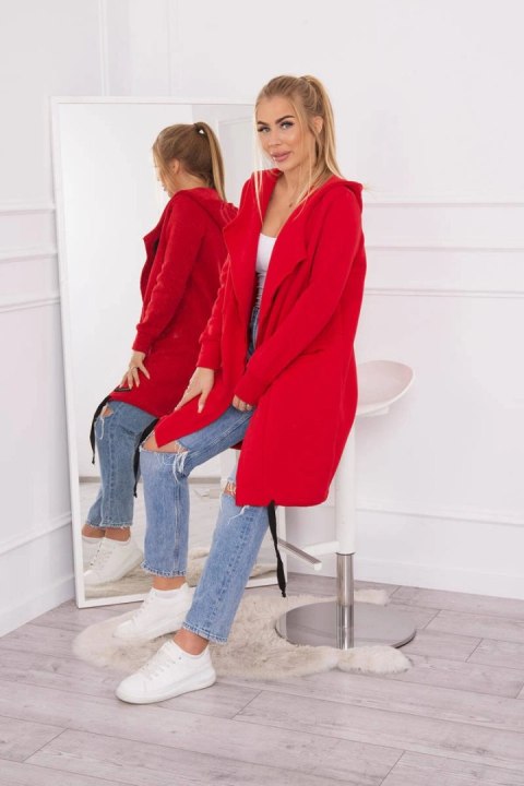 Bluza Narzutka ocieplana z kapturem czerwona Bluza Narzutka ocieplana z kapturem czerwona