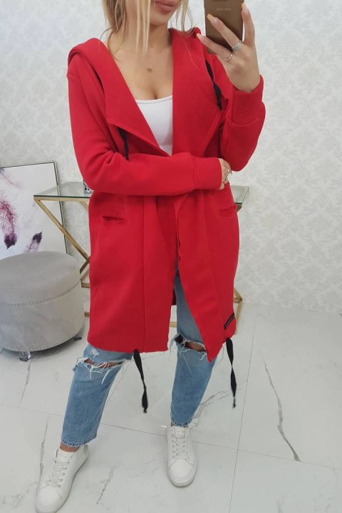 Bluza Narzutka ocieplana z kapturem czerwona Bluza Narzutka ocieplana z kapturem czerwona