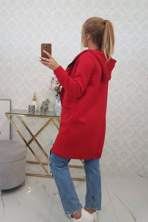 Bluza Narzutka ocieplana z kapturem czerwona Bluza Narzutka ocieplana z kapturem czerwona