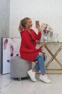 Bluza Narzutka ocieplana z kapturem czerwona  