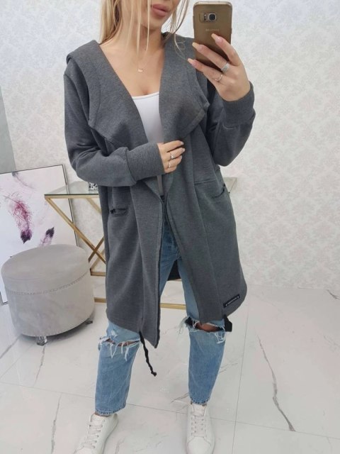 Bluza Narzutka ocieplana z kapturem grafitowa Bluza Narzutka ocieplana z kapturem grafitowa