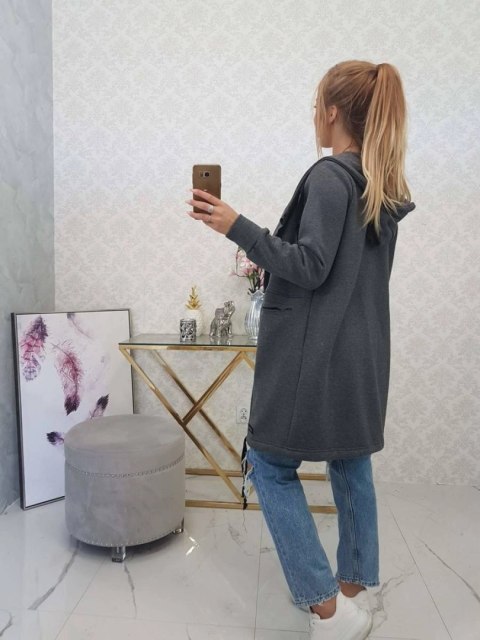 Bluza Narzutka ocieplana z kapturem grafitowa Bluza Narzutka ocieplana z kapturem grafitowa